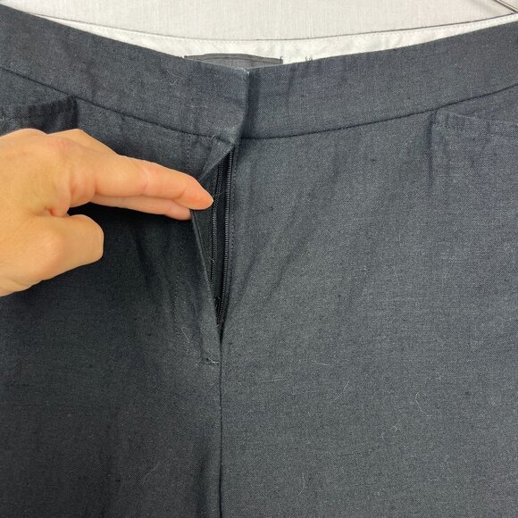 Talbots 100% Linen Black Wide Leg Ankle Pants Womens 8 Minimalist Casual Office - Picture 3 of 11